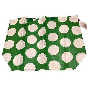 IKEA SÄCKKÄRRA Green White Polka Dot Shopping Grocery Tote Bag 10 gallon